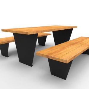 picknickset zwartstaal hout